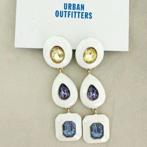 Urban Outfitters Geometric White Enamel Earrings